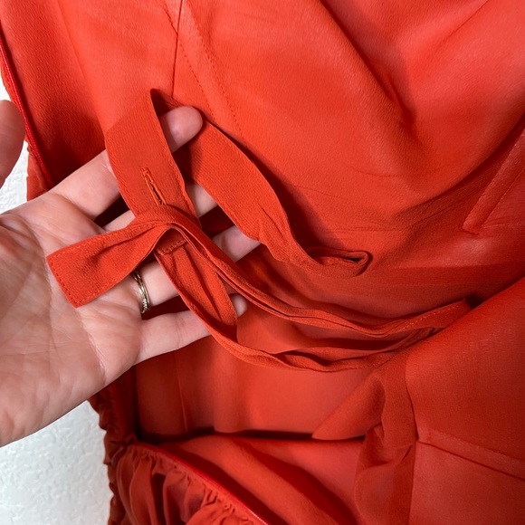 Escada Wedding Guest Dress 100% Silk Cocktail Formal Strapless Orange Size 40 - Picture 5 of 13